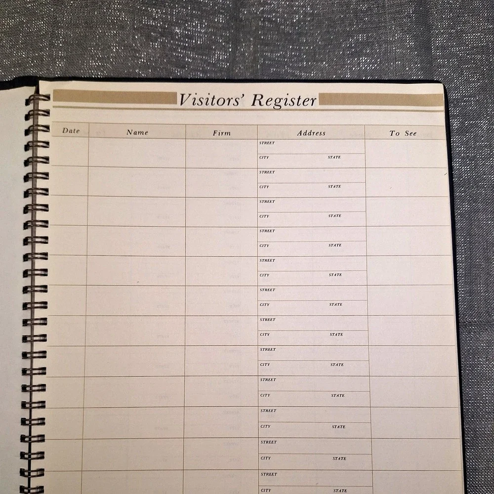 80s Visitors' Register Visitor Sign In Book Vintage Black Columbian Artworks USA
